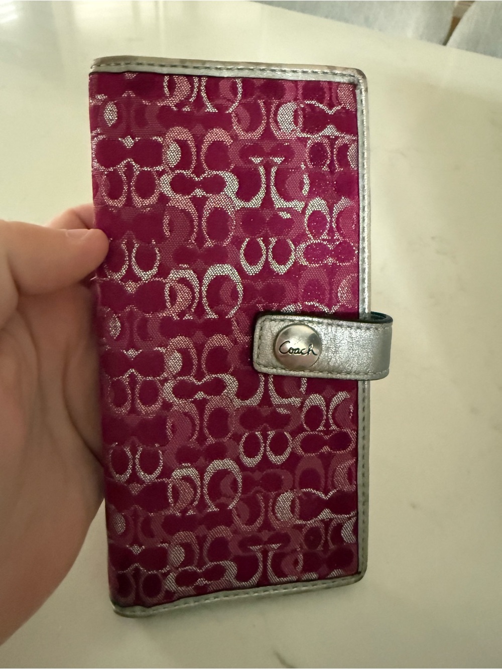 Coach Signature Continental Wallet with Silver Trim - Picture 1 of 6